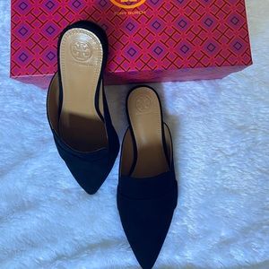 Tory Burch Rosalind Pointed-toe Suede Mules